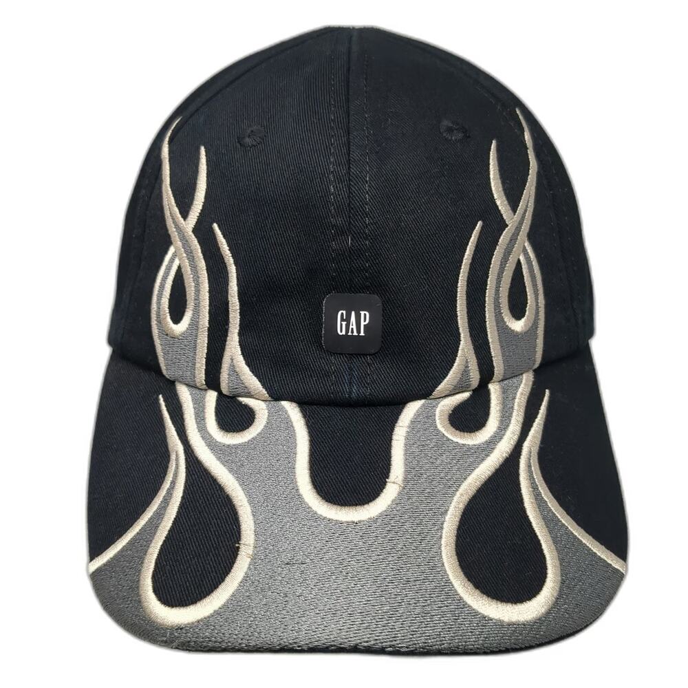 Yeezy GAP Baseball Cap Black One Size Flame Balenciaga Strapback Italy Hat
